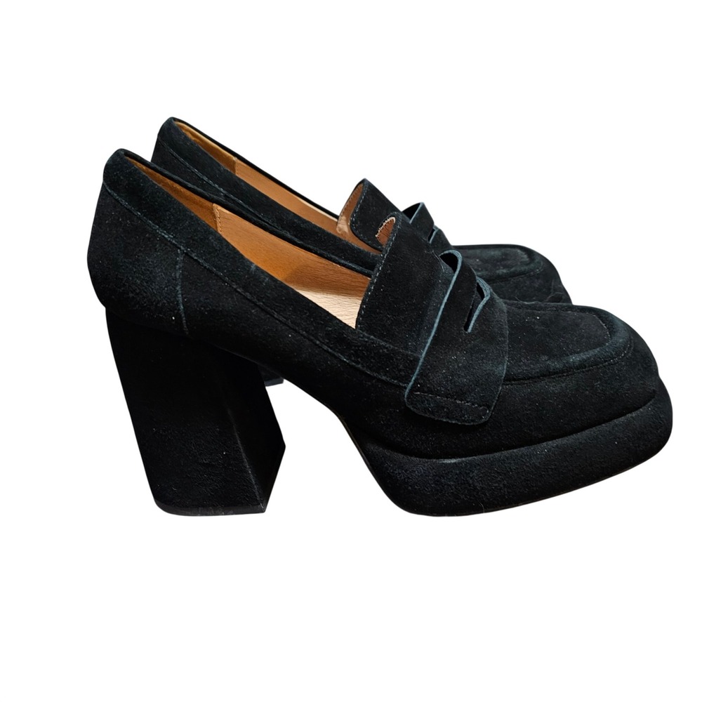 BiBi Lou  Black Suede High Heel Loafers Size‎ EU 39
